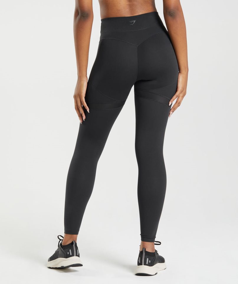 Legginsy Gymshark Whitney Mesh Damskie Czarne | PL 253MSB